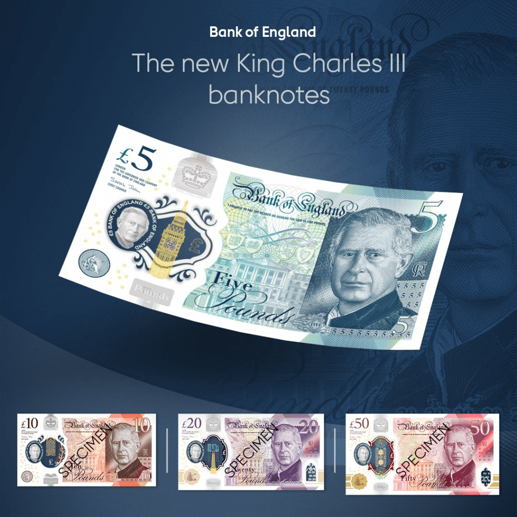 British Banknotes Revealed Featuring King Charles III