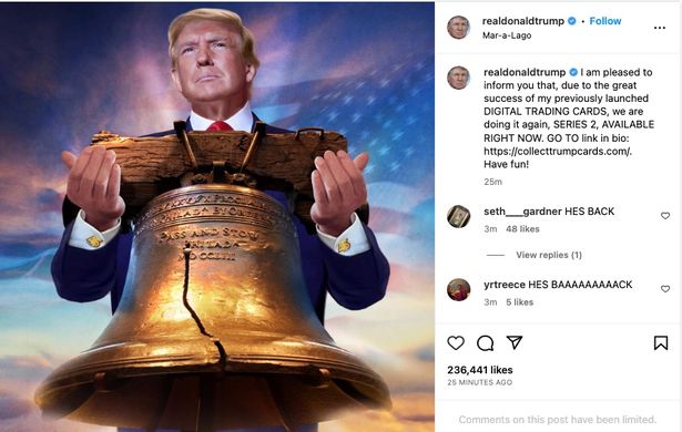 Trump Makes His First Instagram Post in Over Two Years, Sharing an Odd Liberty Bell Photo