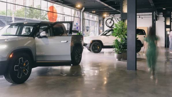 Rivian's new lifestyle "space" sells vehicles, not dealerships.