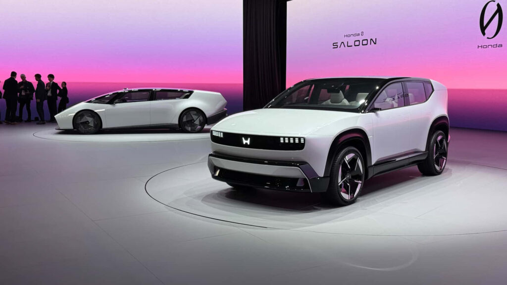 Concept images of Honda’s futuristic 0 Series EVs, including the sleek 0 Saloon and versatile 0 SUV, showcasing advanced designs, innovative technology, and cutting-edge features